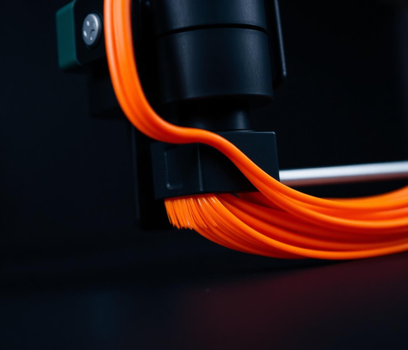 Precision extruder with orange filament